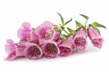 Pink Foxglove Isolated on White Background. Beautiful Foxglove Flower