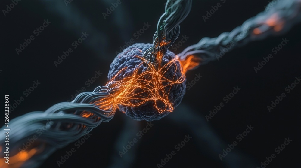 Poster abstract neural network glowing energy flow connection concept