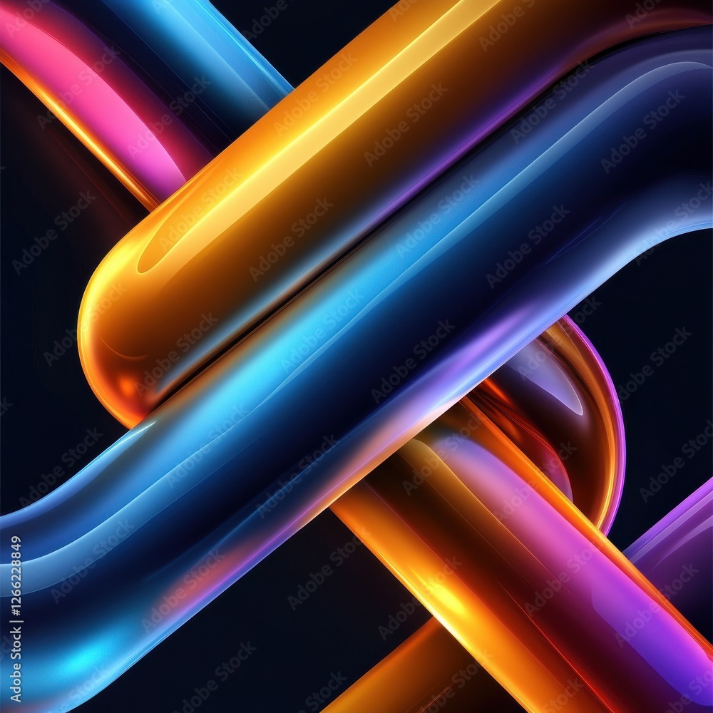 Poster a colorful, abstract design of two tubes that are connected