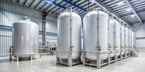 Fototapeta premium Cold storage tank filled with liquid oxygen and nitrogen gases