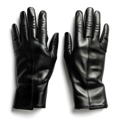 Black leather gloves isolated on white background