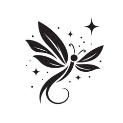 Stylized dragonfly with stars.