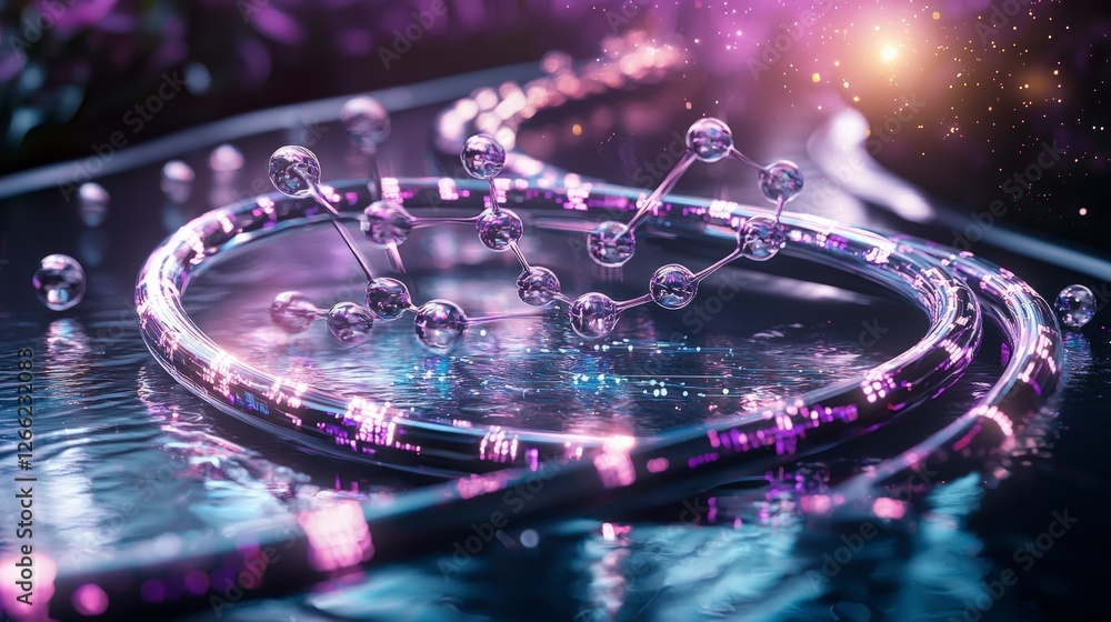 Poster futuristic molecular data network abstract science technology concept