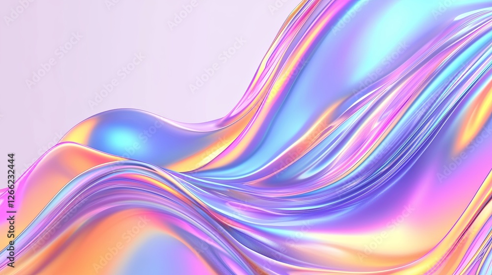 Poster abstract waves of colorful light in fluid motion and smooth surface