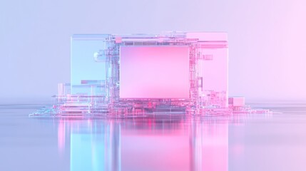 Abstract Glass Structure, Pink and Blue Digital Art