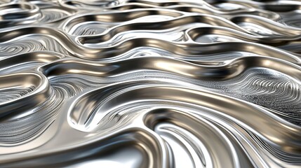 Elegant Waves of Reflective Silver Texture for Modern Designs