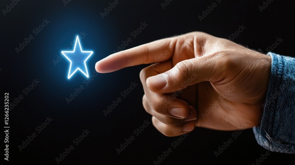 Aufkleber a hand pointing to a star on a dark background