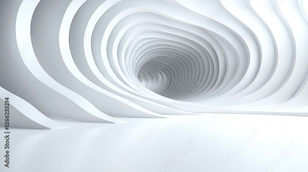 Poster abstract white tunnel swirling 3d design modern architecture circular pattern elegant