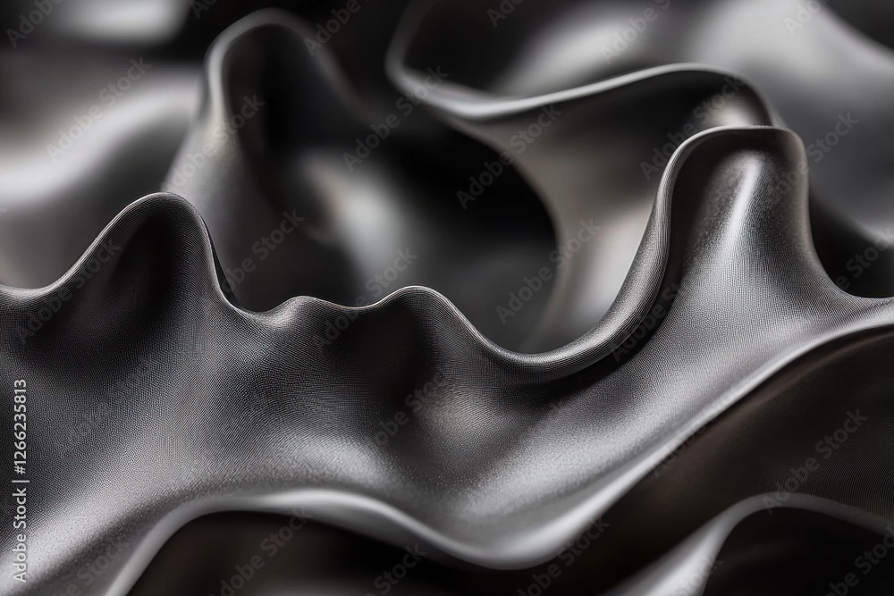 Wall mural abstract close-up of black curved fabric with subtle texture and depth