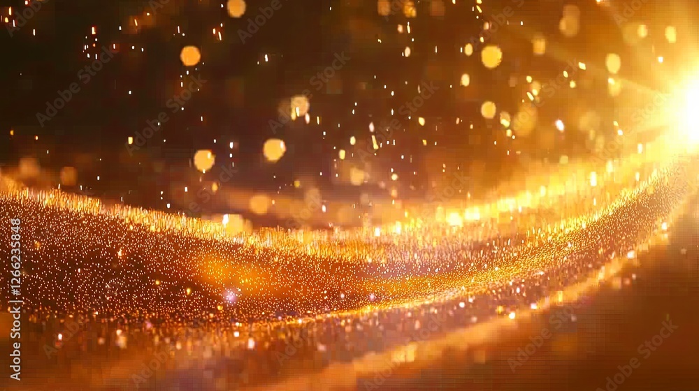 Aufkleber shimmering golden waves with light flare and soft bokeh effect