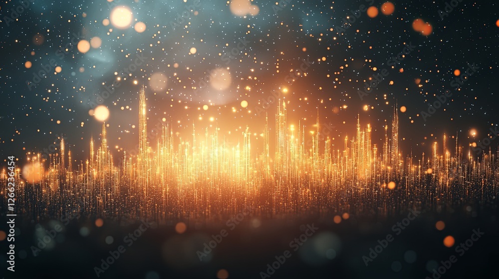 Poster abstract glowing light particles with sparkles and bokeh effect