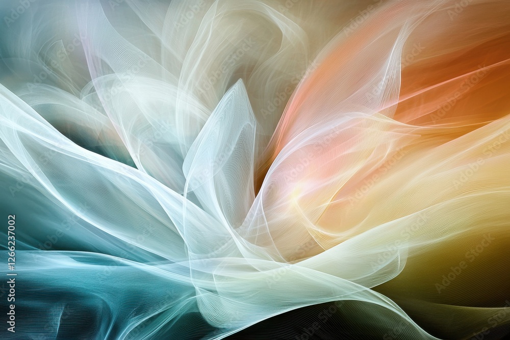 Wall mural abstract colorful waves of light and soft textures in background