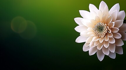 Elegant white flower with delicate petals against a soft green background, showcasing nature's beauty