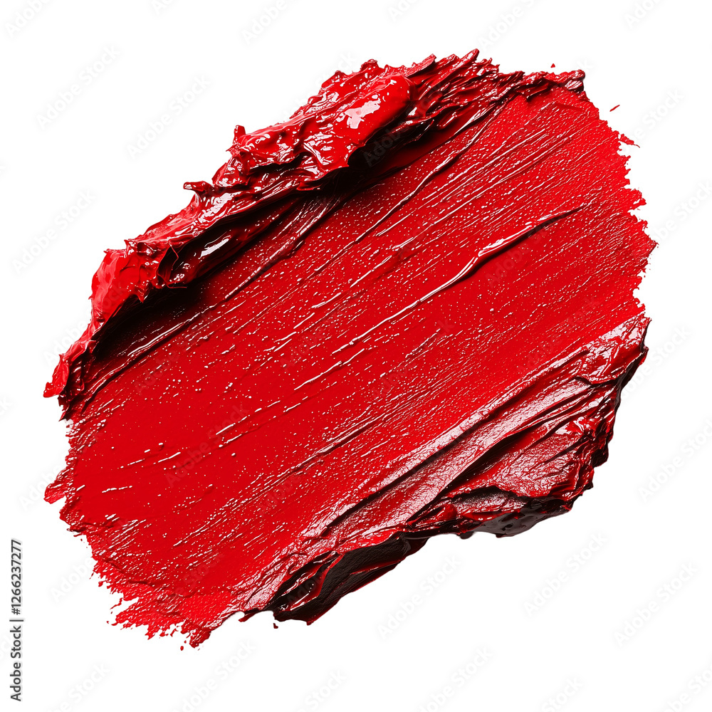 Aufkleber bold red lipstick smudge texture background rich gloss paint color isolated on trnasparent backgroun
