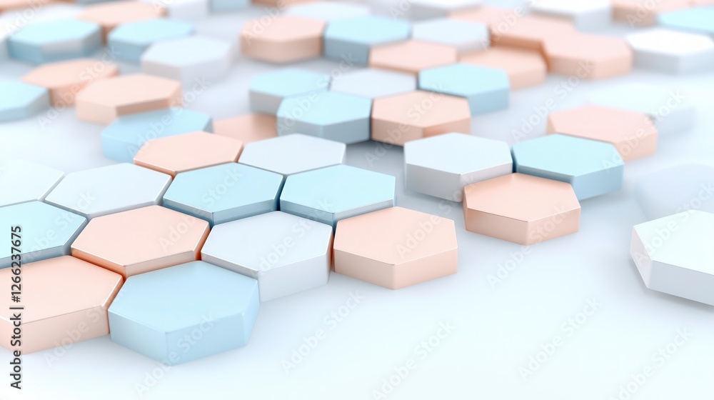 Aufkleber abstract hexagon pattern pastel geometric background 3d render