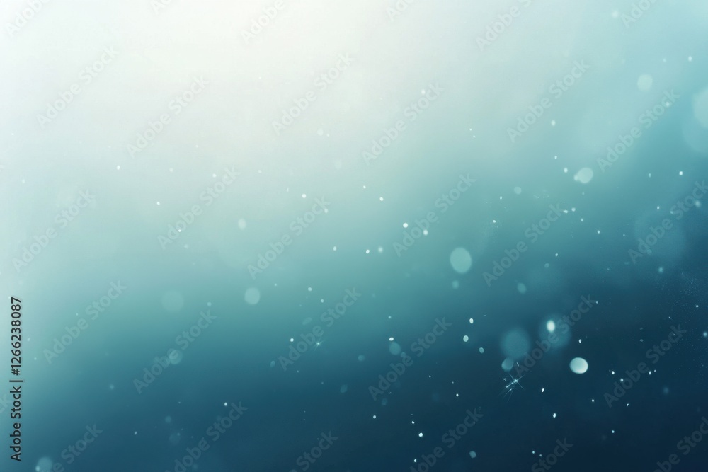 Wall mural soft blue bokeh background with gentle light and floating particles