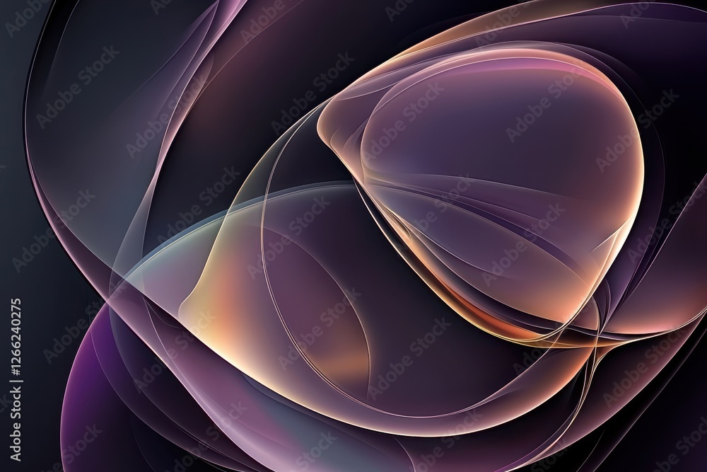 Wall mural abstract smooth fluid waves in warm color palettes on dark background