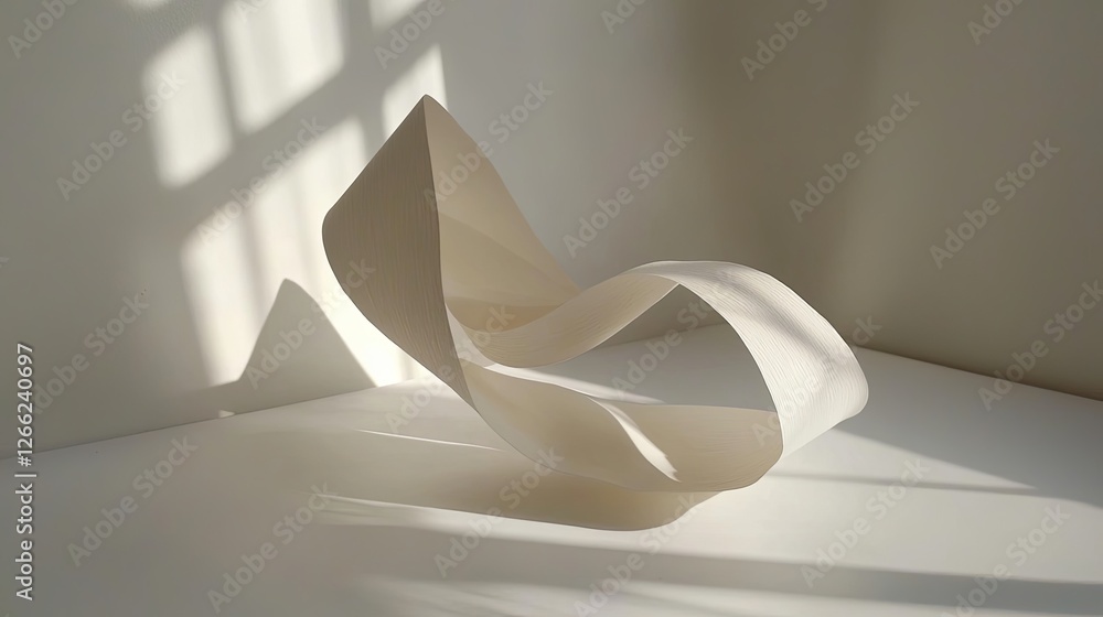 Poster elegant ribbon flowing in soft light with gentle shadows and curves