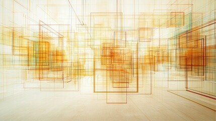 Fototapeta premium Abstract architectural interior, lines, rectangles, light