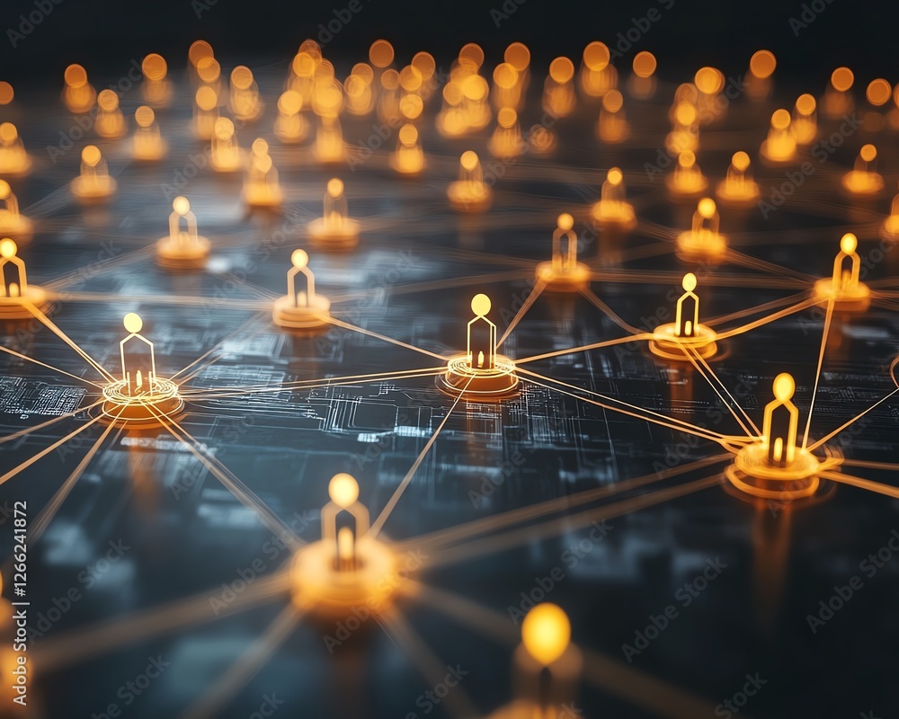 Aufkleber global communication network with interconnected business nodes