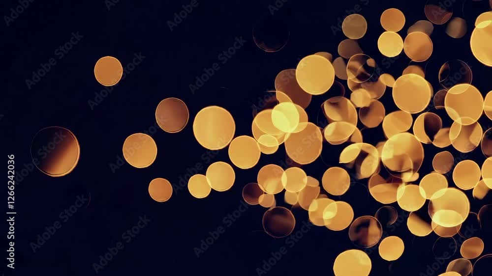 Aufkleber bokeh effect with golden lights on dark background, abstract illumination concept