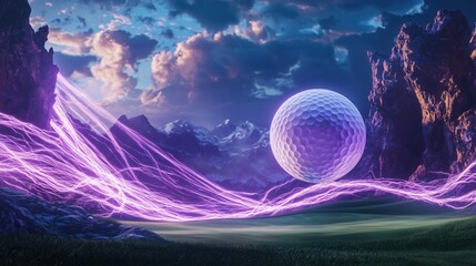 Plasma Golf Match with High-Energy Plasma Balls and Futuristic Scenery