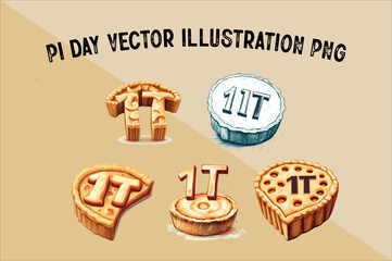 Happy Pi Day Vector Illustration. Funny Pi Day Illustration with Mathematical Elements.