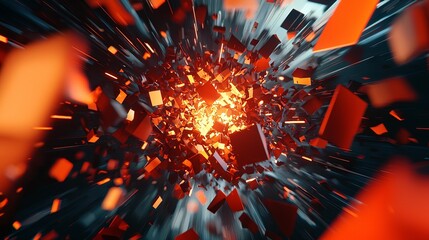 Dynamic Explosion of Red and Orange Fragments in Abstract Space