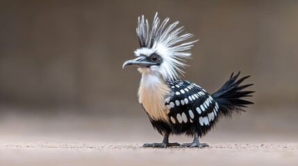 Fototapeta premium Crested screamer bird, ground, blurred background, wildlife photography