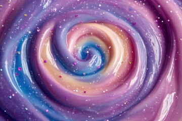 Swirling pastel slime featuring glitter and swirling color patterns