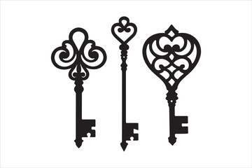 Vintage Heart Skeleton Keys Clipart