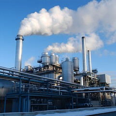 Industrial Plant  Smoke Stack  Winter  Energy Production  Refinery