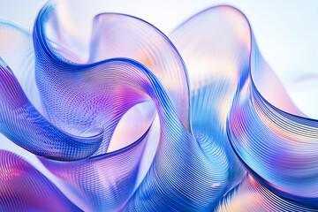 Smooth blue and purple waves intersecting and creating a beautiful abstract pattern with lines, perfect for backgrounds and creative projects