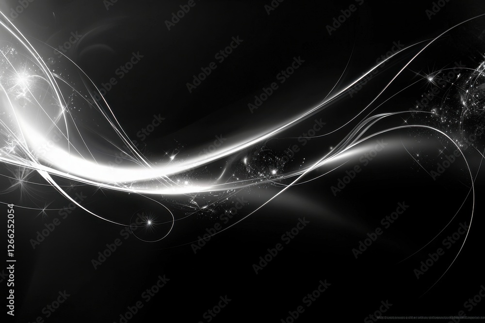 Wall mural abstract light swirls and sparkles on a dark background