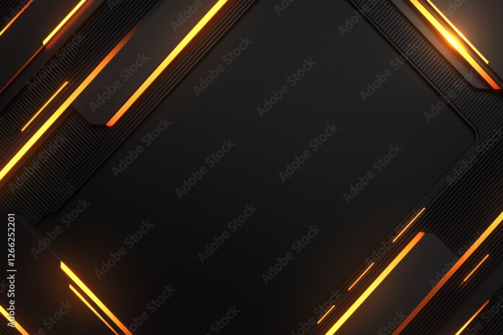 Wall mural abstract dark background with bright orange lines and patterns