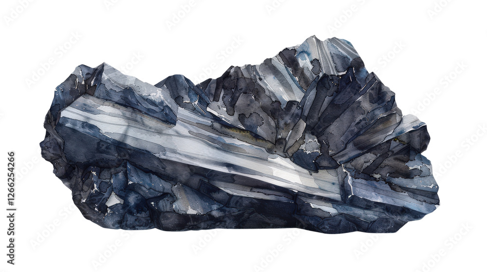 Poster 3d minimal watercolor design of shiny obsidian in elegant and modern style for unique art applicatio