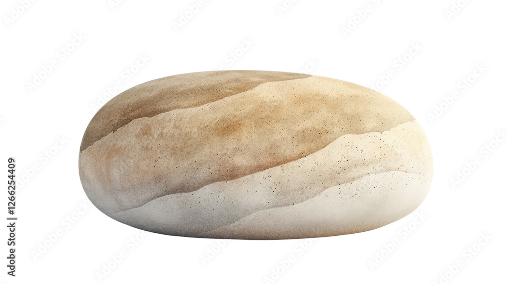 Poster 3d minimalist watercolor rendering of a rounded pebble with subtle texture and soft earthy tones
