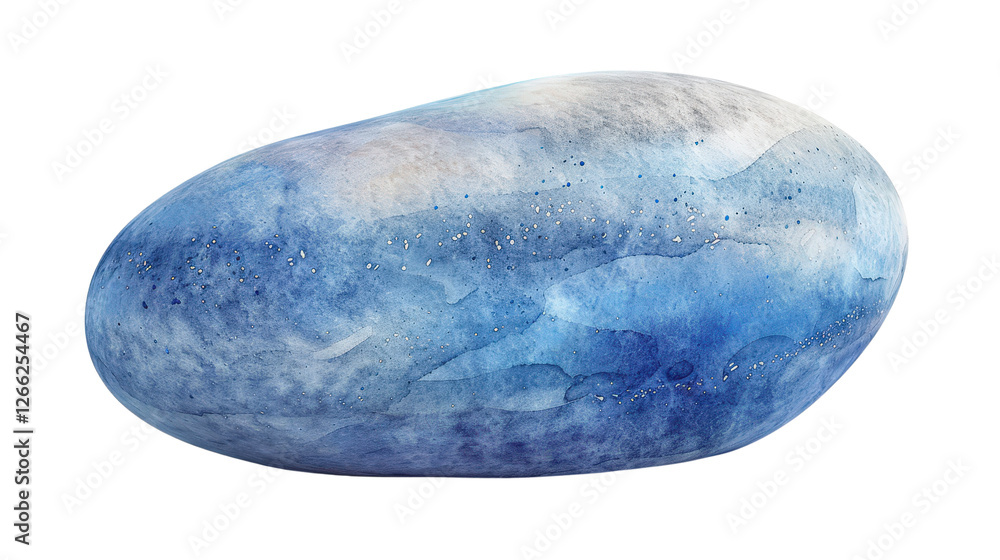 Aufkleber smooth 3d watercolor rendering of a lapis stone in minimal style with soft colors and organic shape