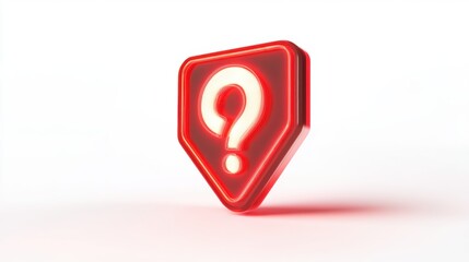 red 3d question mark icon on white background