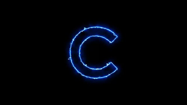 a b c d e f g h i j k l m n o p q r s t u v w x y z neon animated neon electric blue arc reactor alphabet letters 4k looping animated