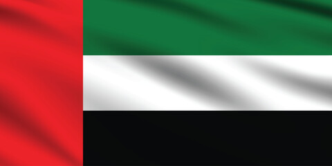 Obraz premium Arab Emirates flag official colors and proportion digital vector illustration. Pleated flag.