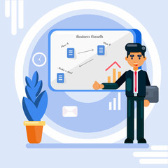 A determined entrepreneur is strategically planning his next business move while working on his laptop. The image conveys a sense of ambition, leadership, and success. Perfect for marketing campaigns 