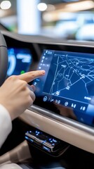 Fototapeta premium Hand Interacting with Car Navigation System
