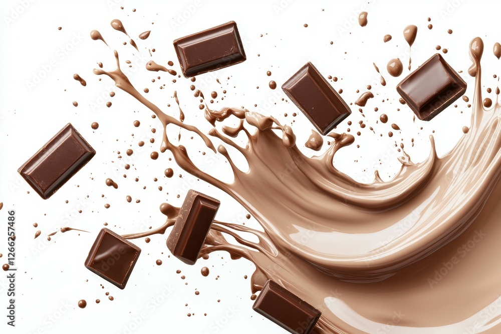 Poster chocolatey swirl of milk and chocolate with chocolate chunks floating in it