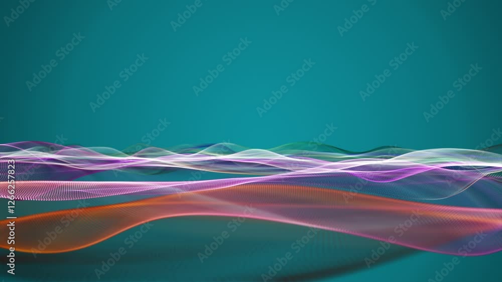 Aufkleber fantastic video animation with particle wave object in slow motion and space for text, 4096x2304 loo