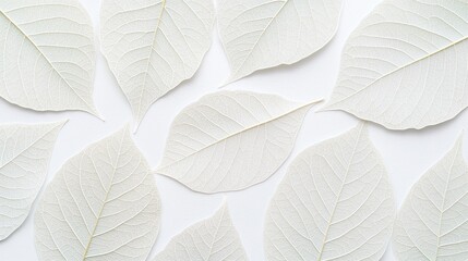 Obraz premium White leaves pattern on white background