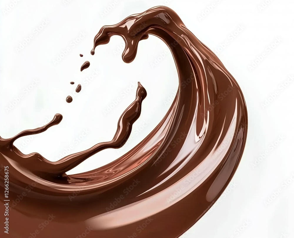 Poster chocolate wave is splashing on a white background