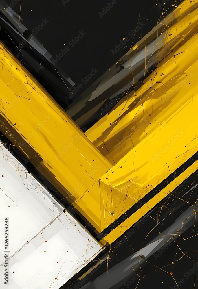 Aufkleber abstract intersecting geometric shapes with golden neural network details