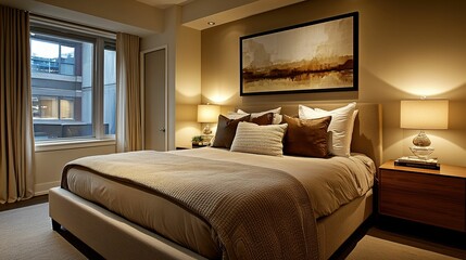 Luxurious Modern Bedroom With Neutral Tones And City View
