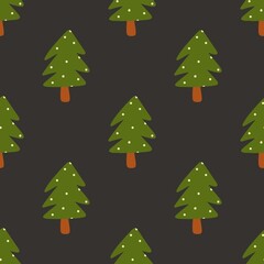 Christmas Tree Pattern: A seamless pattern of green Christmas trees with white stars on a dark background, perfect for festive crafting and holiday design.